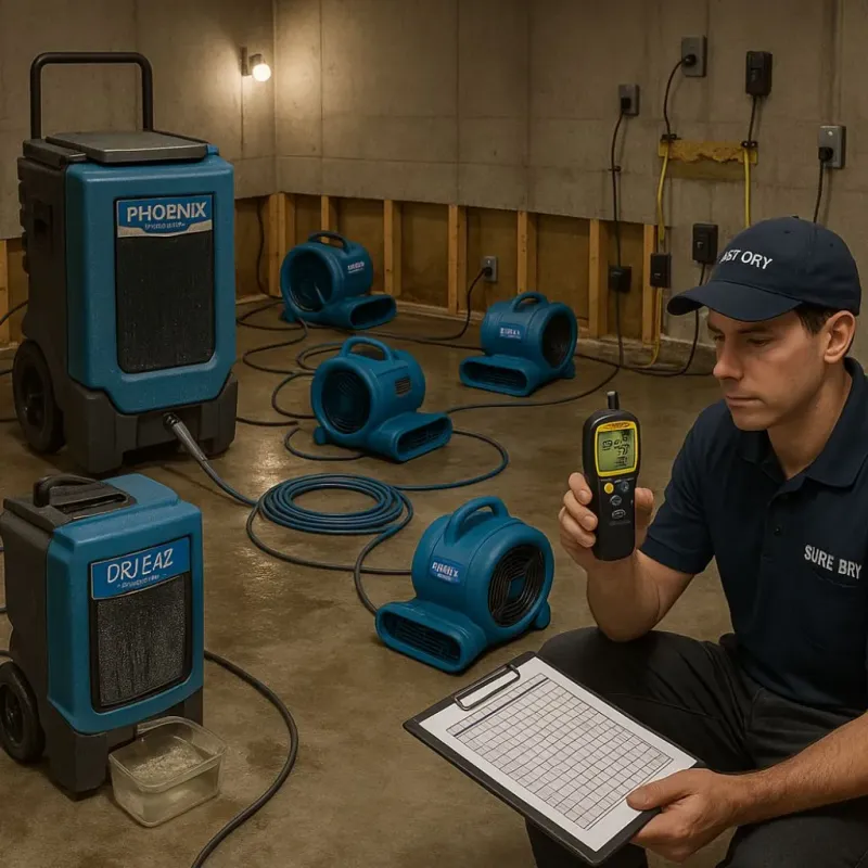 Structural Drying and Dehumidification process in La Mesa, CA